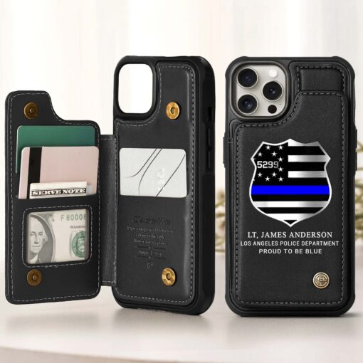 Personalized Police Leather Flip Wallet Phone Case UKHM5060301 - Image 2