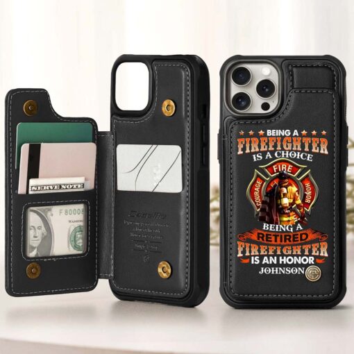 Personalized Name Firefighter Leather Flip Wallet Phone Case UKHM5070302 - Image 2