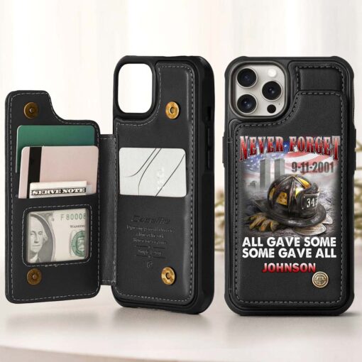 Personalized Name Firefighter Leather Flip Wallet Phone Case UKHM5070304 - Image 2