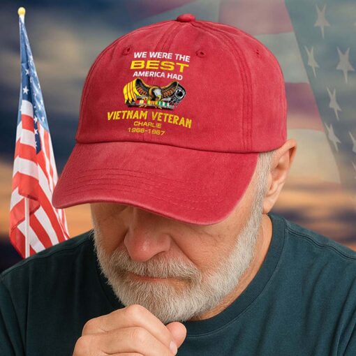 Personalized Distressed Washed Cotton Vietnam Veteran Printed Hat QFTD5210307 - Image 5