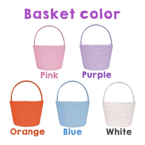 Personalized Easter Basket With Kids Name, Custom Bunny Carrot Rope Basket, Boy Girls Easter Basket, Kids Easter Gift, Baby's First Easter QFTD5050305 - Image 2