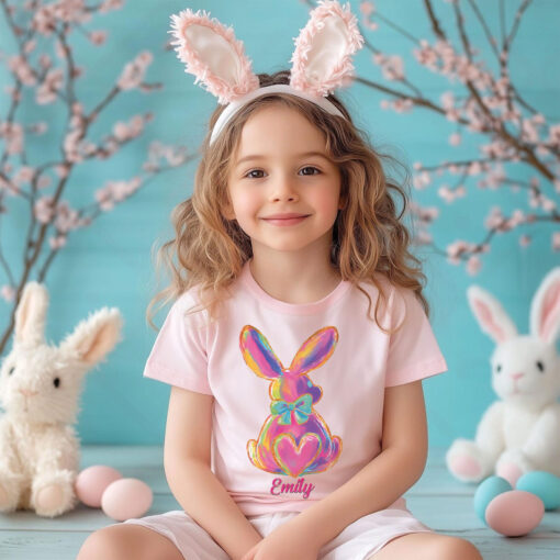 Personalized Kid Name Easter Bunny Boy Girl Easter Kid Shirt UKHH5140201 - Image 2