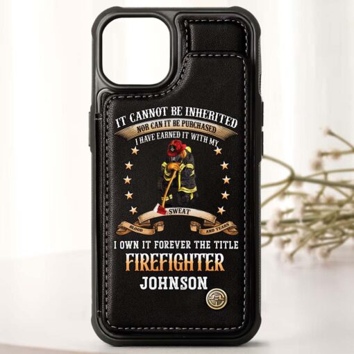 Personalized Name Firefighter Leather Flip Wallet Phone Case UKHM5070301 - Image 3