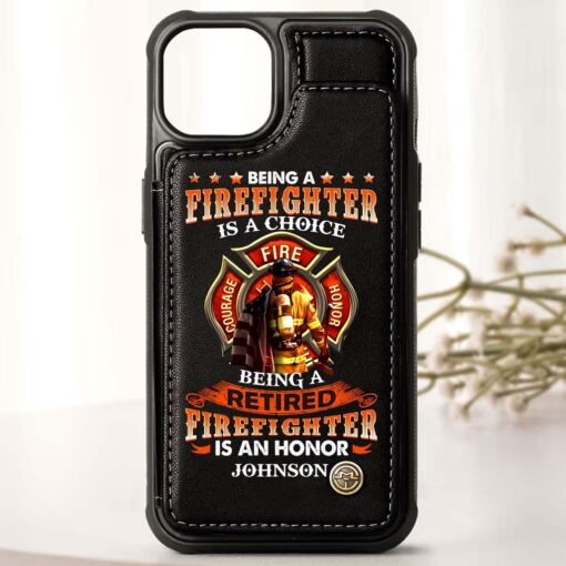 Personalized Name Firefighter Leather Flip Wallet Phone Case UKHM5070302 - Image 4