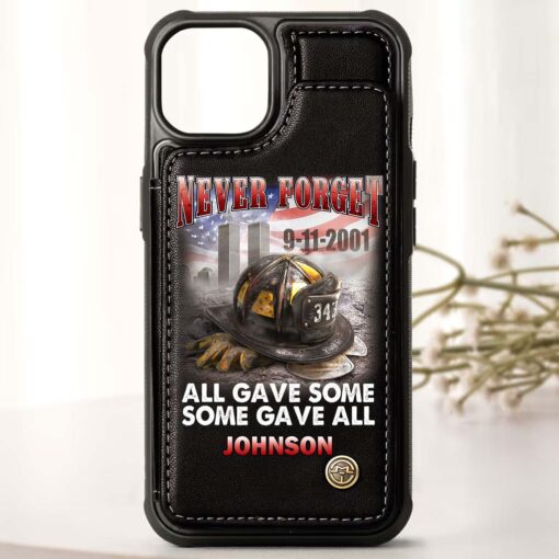 Personalized Name Firefighter Leather Flip Wallet Phone Case UKHM5070304 - Image 4