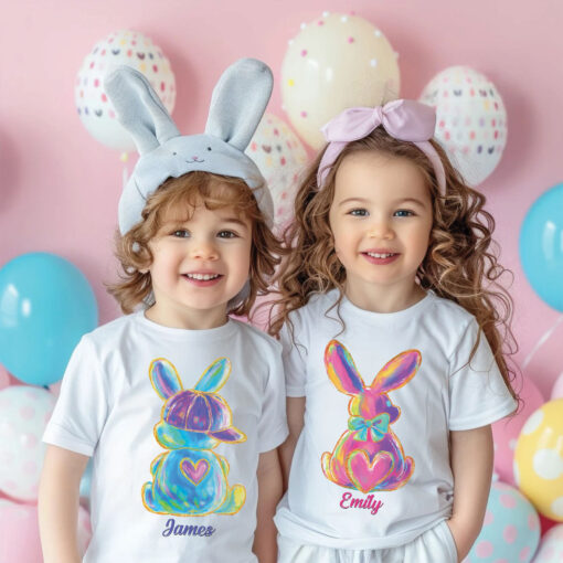 Personalized Kid Name Easter Bunny Boy Girl Easter Kid Shirt UKHH5140201