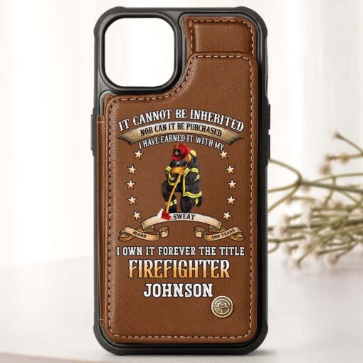 Personalized Name Firefighter Leather Flip Wallet Phone Case UKHM5070301 - Image 4