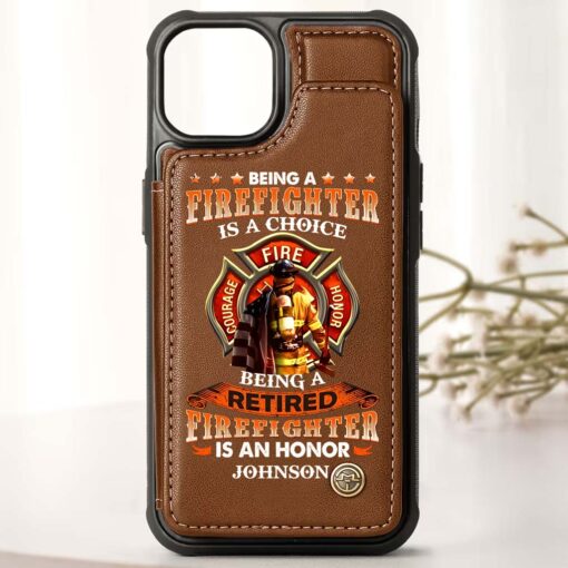 Personalized Name Firefighter Leather Flip Wallet Phone Case UKHM5070302 - Image 3