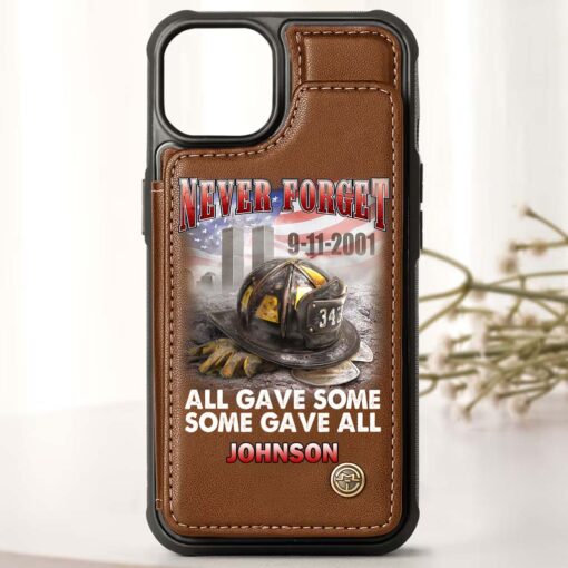 Personalized Name Firefighter Leather Flip Wallet Phone Case UKHM5070304 - Image 3