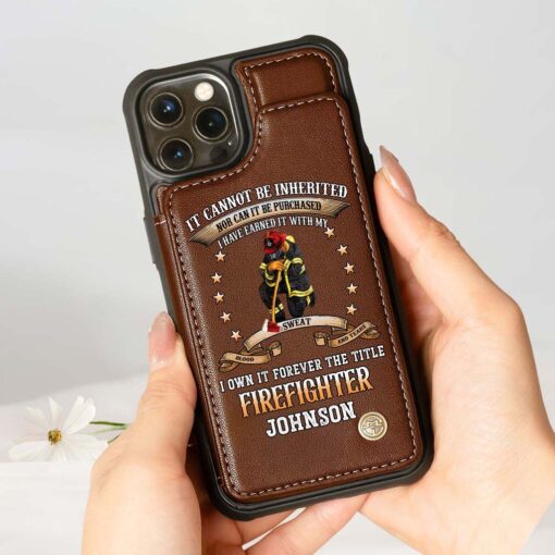 Personalized Name Firefighter Leather Flip Wallet Phone Case UKHM5070301 - Image 5