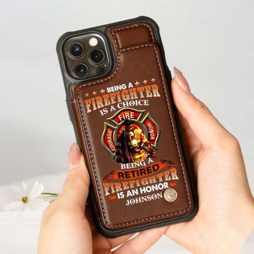 Personalized Name Firefighter Leather Flip Wallet Phone Case UKHM5070302 - Image 5