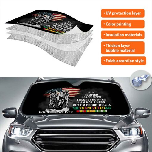 Personalized Vietnam Veteran Car Sunshade QFPY5280205 - Image 3