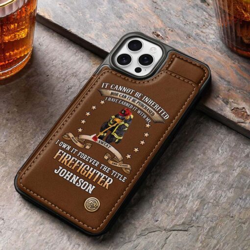 Personalized Name Firefighter Leather Flip Wallet Phone Case UKHM5070301 - Image 6