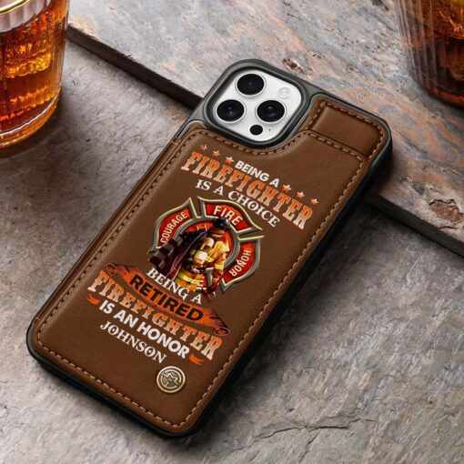 Personalized Name Firefighter Leather Flip Wallet Phone Case UKHM5070302 - Image 6