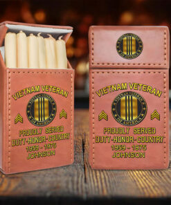 Custom Vietnam Veteran Leather Cigarette Case, Gift for Veterans UKTZ5170305