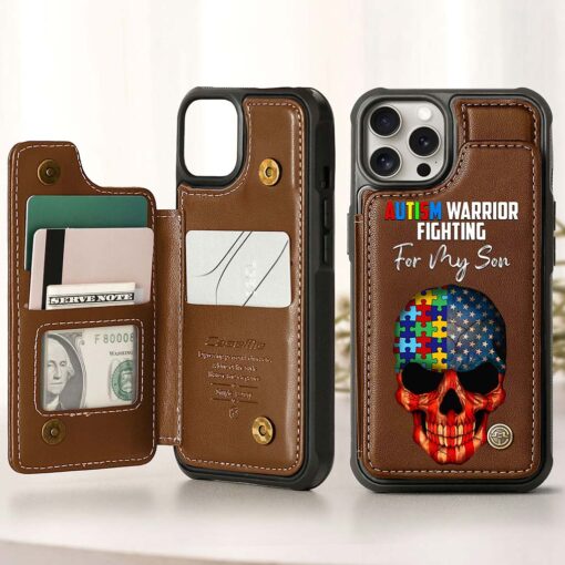 Custom Autism Dad Leather Flip Wallet Phone Case UKND5110303 - Image 2