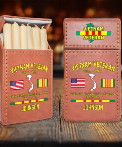 Custom Vietnam Veteran Leather Cigarette Case, Gift for Veterans UKTZ5150305