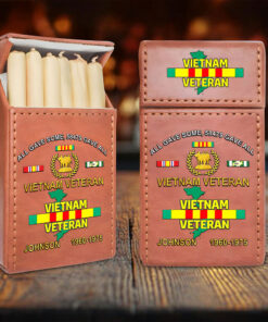 Custom Vietnam Veteran Leather Cigarette Case, Gift for Veterans UKTZ5150304