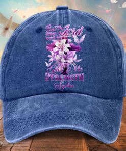 Personalized Jesus Washed Denim Print Cap QFTD5310301