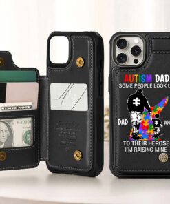 Custom Autism Dad Leather Flip Wallet Phone Case UKND5110302