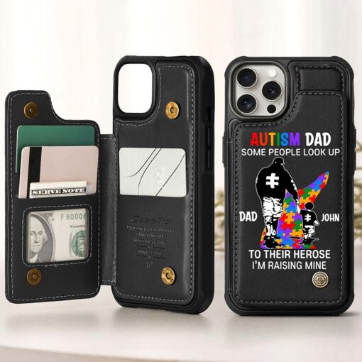 Custom Autism Dad Leather Flip Wallet Phone Case UKND5110302