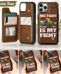 Custom Autism Grandpa Leather Flip Wallet Phone Case , Gift For Autism Family, Father Day Gift UKHH5210305