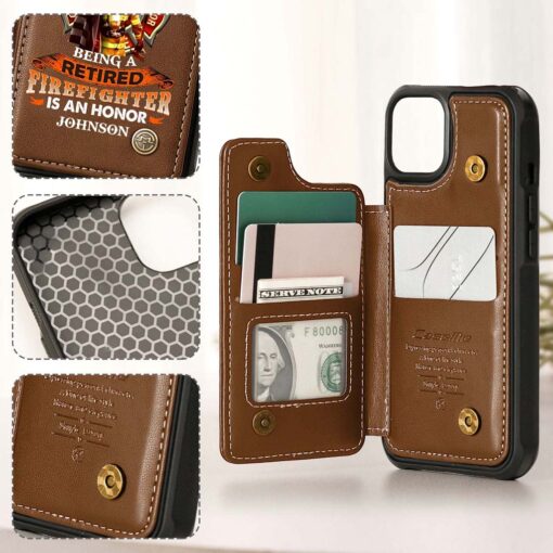 Personalized Name Firefighter Leather Flip Wallet Phone Case UKHM5070302 - Image 8