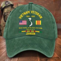 Personalized Distressed Washed Cotton Vietnam Veteran Printed Hat QFTD5210301
