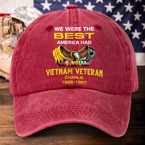 Personalized Distressed Washed Cotton Vietnam Veteran Printed Hat QFTD5210307 - Image 6