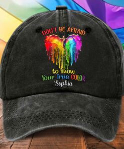 Personalized Distressed Washed Cotton LGBT Printed Hat UKHA5110403