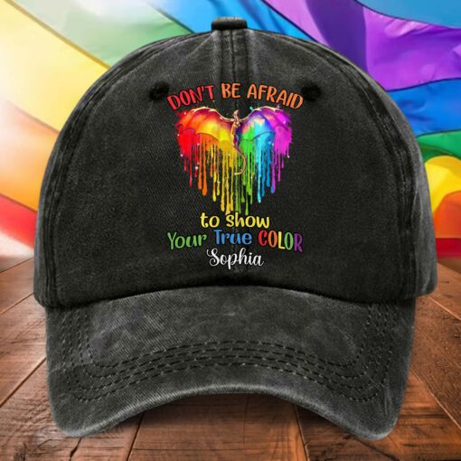 Personalized Distressed Washed Cotton LGBT Printed Hat UKHA5110403