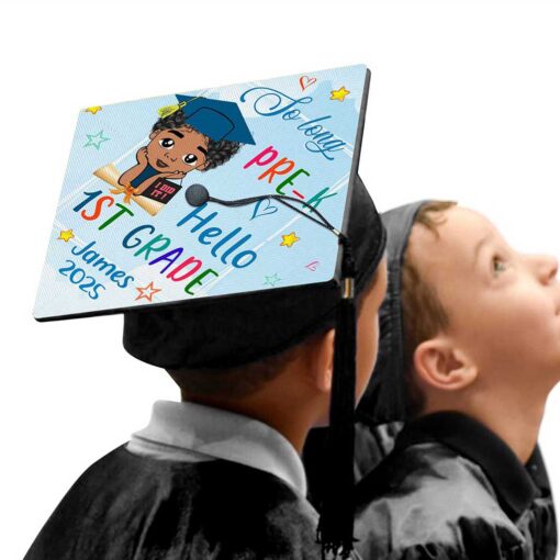 Personalized Black Kid Graduation Cap Topper QFUU4130421-BOY - Image 3