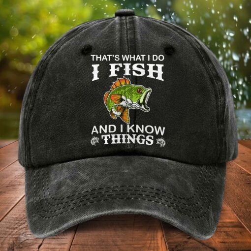 Fishing Distressed Washed Cotton Hat, That's what i do I fish and i know things hat NPTD5260401 - Image 2