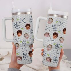 Custom Face Kids Photo 40 Oz Tumbler, Custom Best Dad By Par Tumbler For Dad, Father's Day Gift For Dad, Father, Tumbler For Golf Lover QFHM4210507