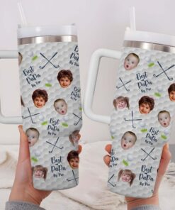 Custom Face Kids Photo 40 Oz Tumbler, Custom Best Dad By Par Tumbler For Dad, Father's Day Gift For Dad, Father, Tumbler For Golf Lover QFHM4210507