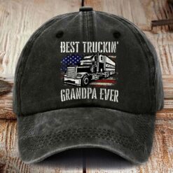Truck Driver Washed Denim Print Cap MQHM5280402