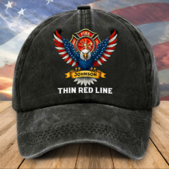 Personalized Firefighter Distressed Washed Cotton Printed Hat UKTZ5180405