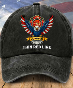Personalized Firefighter Distressed Washed Cotton Printed Hat UKTZ5180405