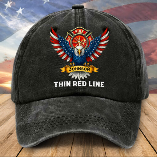 Personalized Firefighter Distressed Washed Cotton Printed Hat UKTZ5180405