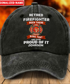 Personalized Firefighter Distressed Washed Cotton Printed Hat UKTZ5180403