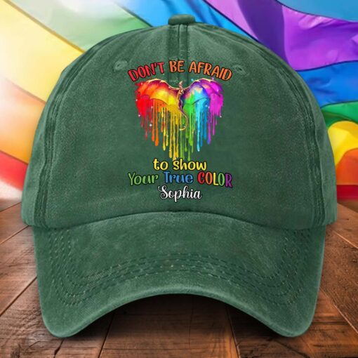 Personalized Distressed Washed Cotton LGBT Printed Hat UKHA5110403 - Image 8