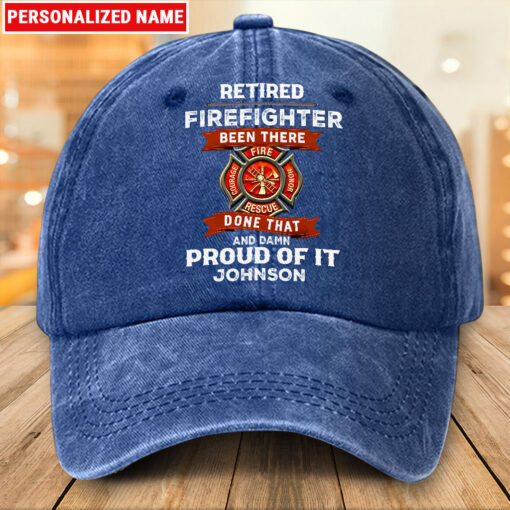 Personalized Firefighter Distressed Washed Cotton Printed Hat UKTZ5180403 - Image 3