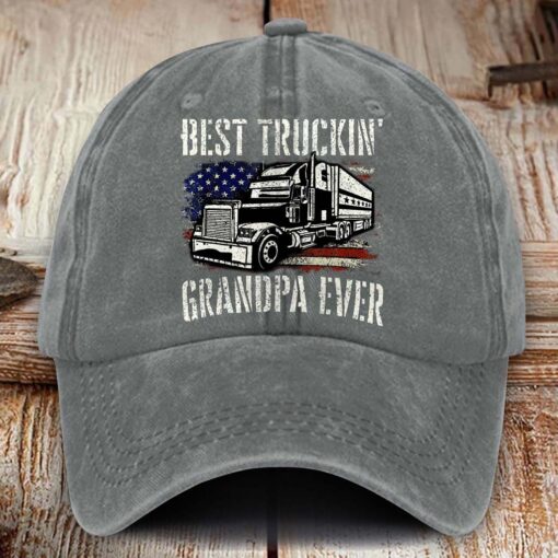 Truck Driver Washed Denim Print Cap MQHM5280402 - Image 2