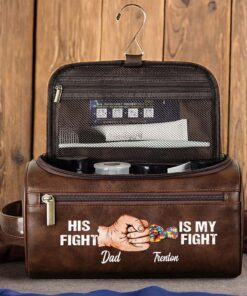 Personalized Autism Dad Leather Toiletry Bag EF, Storage Bag QFND5030403