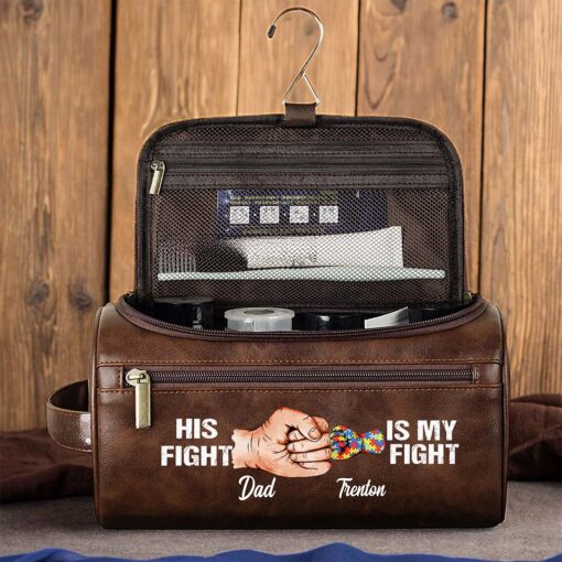 Personalized Autism Dad Leather Toiletry Bag EF, Storage Bag QFND5030403