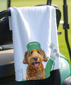 Custom Pet Golf Towel Using Pet Photo + Pet Name Personalized Dog Golf Towels Custom Cat Golf Towels Personalised Dog Towel Custom Cat Towel QFTD5280402