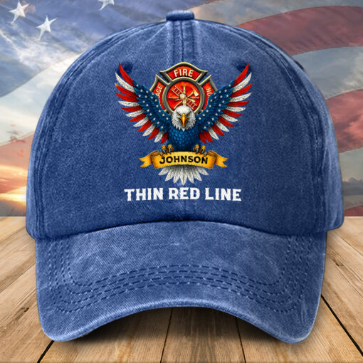 Personalized Firefighter Distressed Washed Cotton Printed Hat UKTZ5180405 - Image 2