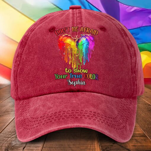 Personalized Distressed Washed Cotton LGBT Printed Hat UKHA5110403 - Image 7