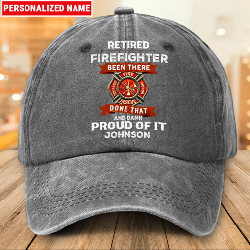 Personalized Firefighter Distressed Washed Cotton Printed Hat UKTZ5180403 - Image 4