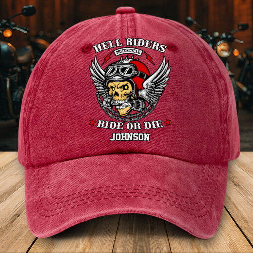 Personalized Distressed Washed Cotton Motorcycle Printed Hat UKTZ5280402 - Image 3
